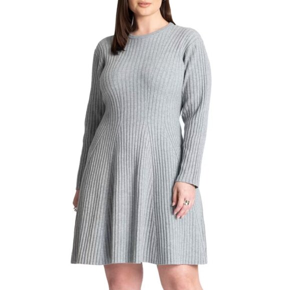 Eloquii NEW 22/24 Ribbed Fit and Flare Long Sleeve Sweater Dress - Picture 1 of 10